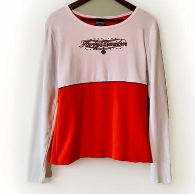 Top Harley Davidson para mujer talla 2X naranja blanco manga larga bloqueador Parryville PA Foto 1 de 4