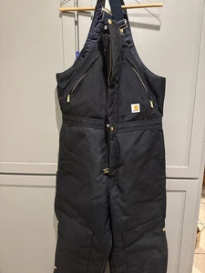 Carhartt Men Extreme Artic Bibs 36x32 R33 Black Zip to Waist Water Repellent - Picture 1 of 8