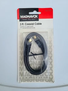 Magnavox 3' Foot RG59 Coaxial 75 ohm TV VCR Audio Video Cable with F Connectors - Picture 1 of 2