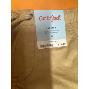 cat & jack pantalón cordón cónico unisex 4t beige elástico nuevo - Imagen 1 de 3