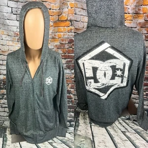 DC Shoes Sweater Unisex L Gray Skate Y2K Full Zip Hoodie Jacket - Picture 1 of 7