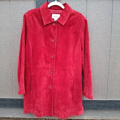 CHEROKEE Brand Red Suede Women Jacket Burgundy Washable Classic Lovely VTG Sz XL - Image 1 of 4