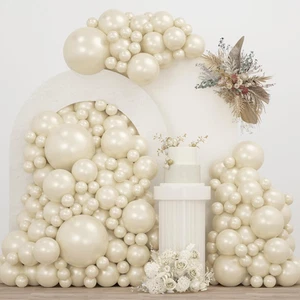 JZCZOEB Pearl White Double Stuffed Balloons Different Size 115Pcs 5/10/12/18"... - Picture 1 of 28