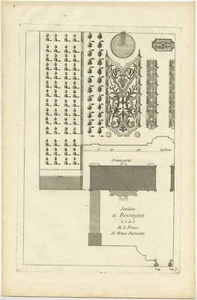 Pl. 12 estampados antiguos de un plano de naranjo y jardín de Le Rouge (c.1785) - Imagen 1 de 1