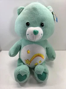 Care Bears Wish Bear Jumbo Teal Green Fluffy Plush Stuffed Animal 2004 24 Inch - Picture 1 of 11
