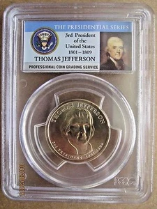 2007 P JEFFERSON DOLLAR WEAK EDGE LETTERING MINT ERROR FIRST DAY ISS PCGS MS65 - Picture 1 of 5