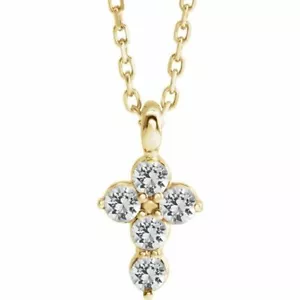 Collar genuino cruz de zafiro blanco 16-18" en oro amarillo 14K - Imagen 1 de 2