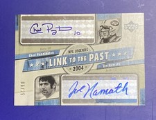 2004 Upper Deck Legends Link to Past Joe Namath Chad Pennington Auto 06/25 Jets
