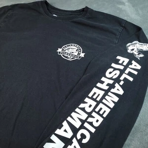 All American Fisherman Black Long Sleeve Logo Shirt L Largemouth Fishing Gear - Picture 1 of 7