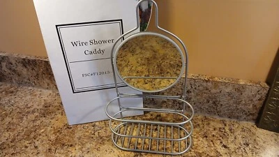 Carrito de ducha Avon Wire con 5" de diámetro Espejo Adjunto / Metal Plateado 12"t x 7 1/4"w Foto 1 de 4