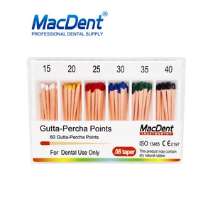MacDent Endo Dental Endodontics Gutta Percha Points 0.06 Size 15-40 60Pcs - Picture 1 of 2