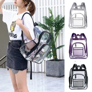 Transparent Bags Clear PVC Backpack Travel School Bag Rucksack Security Unisex - Picture 1 of 17