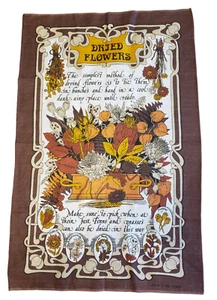 Vintage Tea Towel Kitchen Souvenir Dried Flowers Recipe Country Florist A32-18 # - Picture 1 of 3