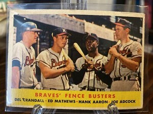 1958 Topps Braves Fence Busters Del Crandall/Ed Mathews/Hank Aaron/Joe Adcock VG