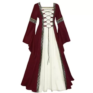 Mujeres Vintage Medieval Hasta el Suelo Renacimiento Gótico Juegos con disfraces Vestidos - Imagen 1 de 15