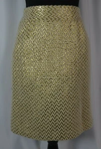 Milly Women's Skirt Size 0 Wool Silk Blend Gold Sig Zag Party Casual USA Boho - Picture 1 of 10