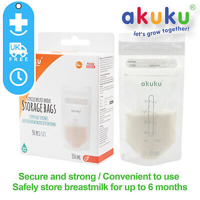Breast Milk Storage Bags 150ml Akuku Pack Of 30 BPA Free Leak Proof Pouches • 8.60€