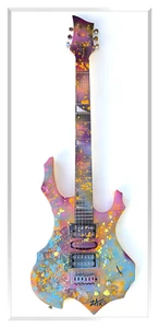 E M ZAX ORIGINAL ACRYLIC PAINTING ON GUITAR HAND SIGNED CUSTOM FRAMED COA - Picture 1 of 3
