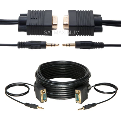 35FT SVGA Super VGA 3.5mm Aux Cable Audio Video Male to Male Monitor - Image 1 of 3