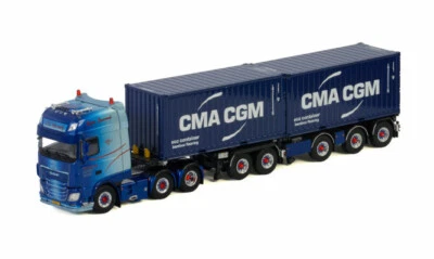 for DAF XF SSC MY2017 6x2 TWIN STEER COMBI TRAILER  2X 20FT CONTAINER 1/50 MODEL - Image 1 of 3