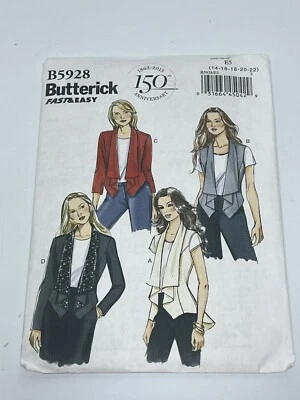 Jacket & Vest Plus Size 14-22 UNCUT Sewing Pattern B5928 - Image 1 of 2