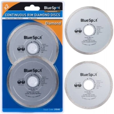 8 x Blue Spot Tools Continuous Rim 115mm (4.5") Diamond Discs Wet Tile Cutting - Image 1 of 3