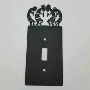 Kokopelli Tribe Black Outlet Covers Switch Plates Toggle Country Western Cabin - Picture 1 of 20