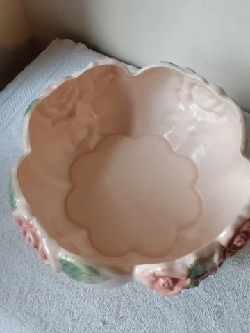 Vintage Fitz &Floyd Planter Bowl  Rose  Pattern Ceramic  Around The Outside Cover