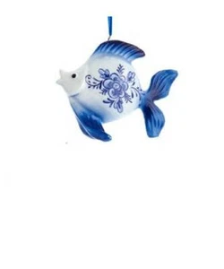 Kurt Adler Porcelain Delft Style Blue Goldfish Christmas Ornament Style A - Picture 1 of 1