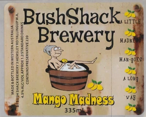 BushShack Brewery MANGO MADNESS Beer 335ml Bottle Sticker Label WA Australia - Picture 1 of 1