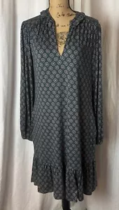 Boden Size 8 Long Notch Neck Jersey Dress In Green Sunflower Geo Pockets Stretch - Picture 1 of 6