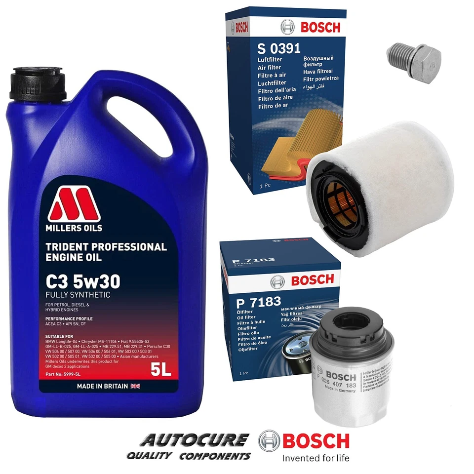 FOR SEAT IBIZA 1.2 TSI MK4 2012-2015 BOSCH FILTER SERVICE KIT & 5 LITRES C3 5W30 - Image 1 of 1
