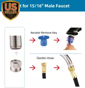 Faucet to Garden Hose Adapter Kit, Sink Brass Garden Hose Attachment with Was... - Picture 1 of 7