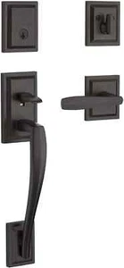 Baldwin Torrey Pines Venetian Bronze Front Door Handleset w Deadbolt & Lever - Picture 1 of 2