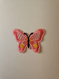 Pink Butterfly Embroidered Patch / Embroidery For Clothing Repair & Accessories - Picture 1 of 3