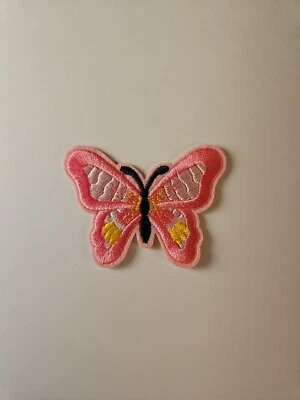 Pink Butterfly Embroidered Patch / Embroidery For Clothing Repair & Accessories - Image 1 of 3