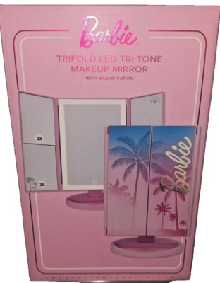 BarbiexImpressions Vanity Collaboration Trifold LED Makeup Mirror w/Stand-NIB - Image 1 of 4