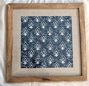 Boho Bellamente Enmarcado Azul Blanco Textil India 15X15 Marco Pesado Lino Mat Bate - Imagen 1 de 5