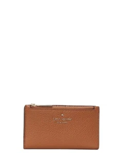 NWT Kate Spade Leila Small Slim Bifold Leather Wallet Warm Gingerbread WLR00395 - Picture 1 of 3