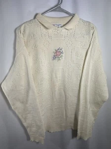Vintage Isle of Cotton Pullover Gr. M 90er Maritim Anker Strick Made USA Off White - Bild 1 von 17