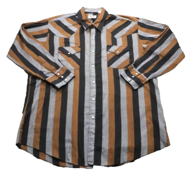 Camisa Ely Cattleman Años 80 Perla A Presión Western Rayas Manga Larga Rodeo Hombres XL Foto 1 de 4