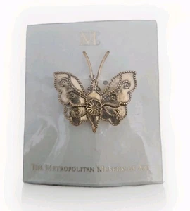Signierte MMA BMCO Metropolitan Museum of Arts goldfarbene SCHMETTERLING Brosche Vintage  - Bild 1 von 7