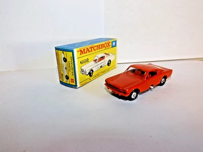 MATCHBOX REG. WHEEL NO. 8-E FORD MUSTANG FASTBACK RARE ORANGE BODY, RED INT. MIB - Image 1 of 4