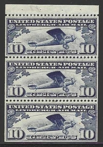 U.S., 1927, Scott #C10a, Lindbergh Booklet Pane of 3, Mint, Never Hinged - Picture 1 of 2