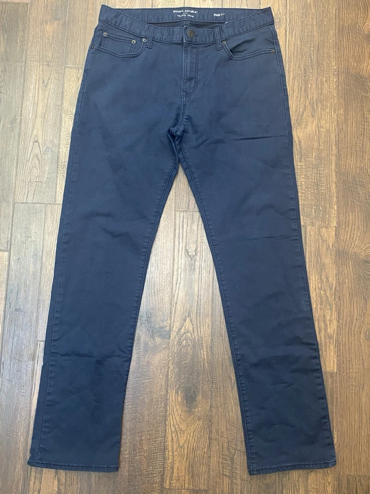 Pantalones de Viajero Banana Republic Calce Ajustado Para Hombre 34x34 (Real 33x32) Azul 5 Bolsillos Foto 1 de 4