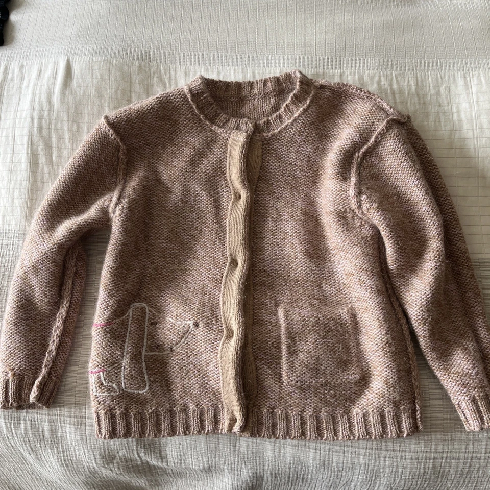 Cárdigan Suéter Jacadi Marrón Rosa Mezcla Lana Niñas 6 Y 116 cm Dachshund Perro  Foto 1 de 4