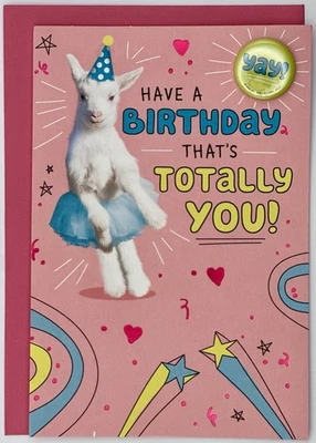 - TARJETA DE FELICITACIÓN CUMPLEAÑOS INFANTIL - CABRA DIVERTIDA / PIN EXTRAÍBLE / NIÑA’S Foto 1 de 3