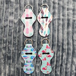 Flamingo Ananas Schlüsselanhänger Stift/Lippenstift Halter 4 Stück waschbar Neopren - Bild 1 von 4