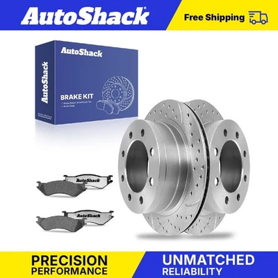 Rear Drilled Slotted Brake Rotors Ceramic Pads for Dodge Ram 1500 Ram 2500 Foto 1 de 4