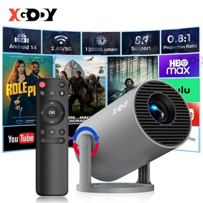 Smart Android Projector 8K HD Portable WiFi Home Cinema Theater Bluetooth Movie - Image 1 of 4